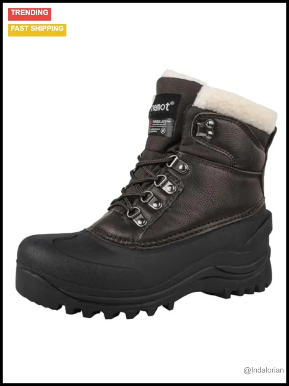 Winter Ankle Boots Waterproof Snow Boot Fur Lined Non-slip Lace-up Booties for